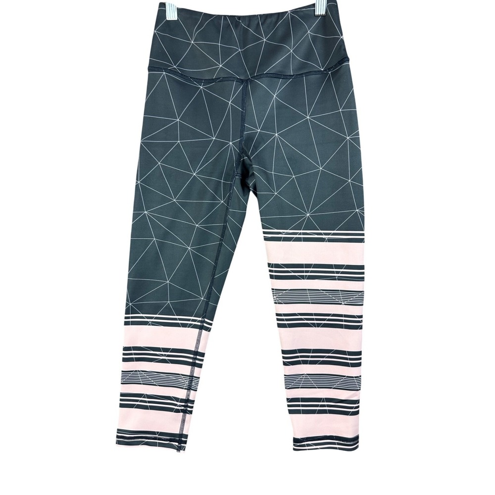 KALI Miami Fitwear Geometric Striped Cropped Leggings Activewear - Size S